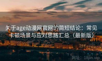 关于age动漫网官网的简短结论：常见卡顿场景与应对思路汇总（最新版）
