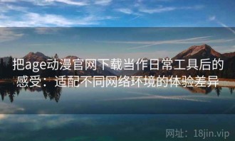 把age动漫官网下载当作日常工具后的感受：适配不同网络环境的体验差异