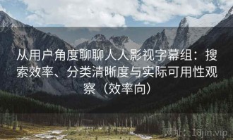 从用户角度聊聊人人影视字幕组：搜索效率、分类清晰度与实际可用性观察（效率向）