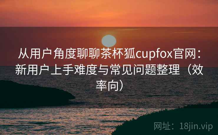 从用户角度聊聊茶杯狐cupfox官网：新用户上手难度与常见问题整理（效率向）