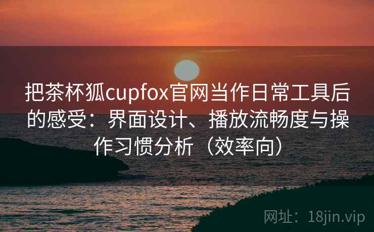 把茶杯狐cupfox官网当作日常工具后的感受：界面设计、播放流畅度与操作习惯分析（效率向）