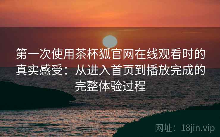 第一次使用茶杯狐官网在线观看时的真实感受：从进入首页到播放完成的完整体验过程